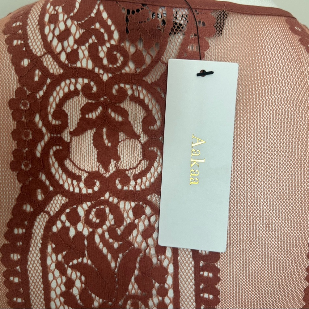 NEW! Aakaa Terracotta Lace Maxi Dress. Stunning lace design. Size Small. - Picture 7 of 11